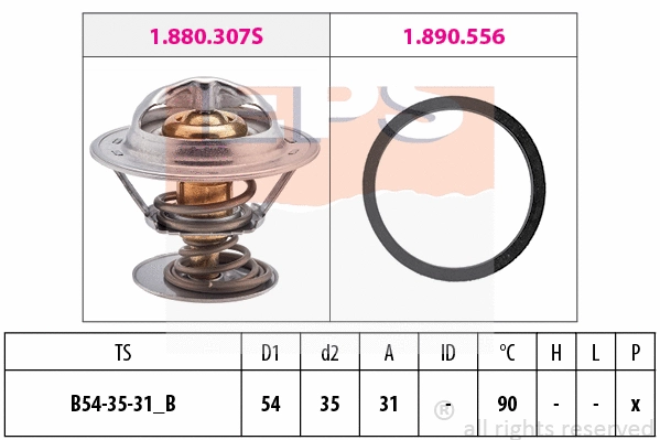 Thermostat, coolant (EPS-1880 307)