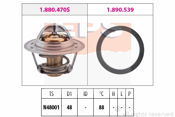 Thermostat, coolant (EPS-1880 470)