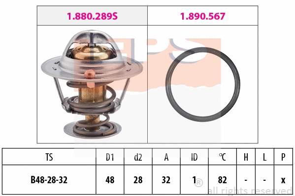 Thermostat, coolant (EPS-1880 289)