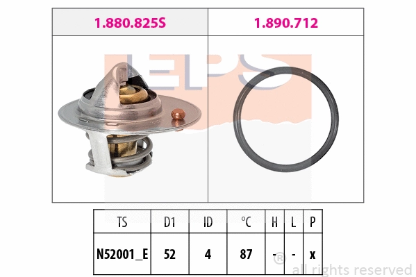 Thermostat, coolant (EPS-1880 850)