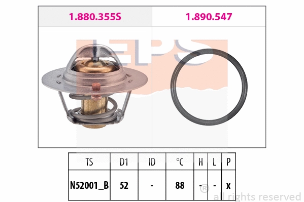 Thermostat, coolant (EPS-1880 355)