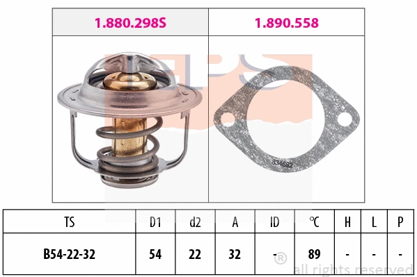 Thermostat, coolant (EPS-1880 298)