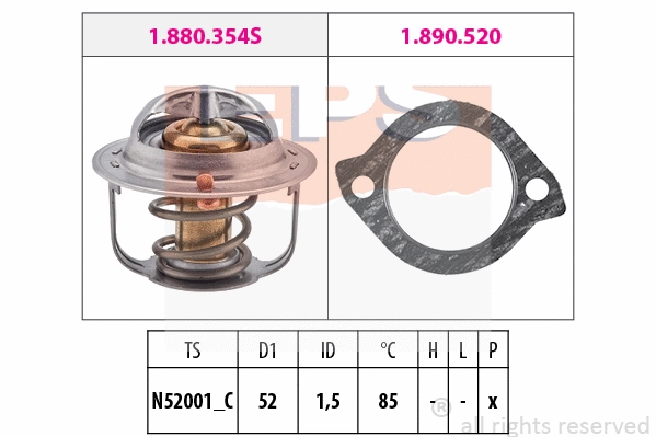Thermostat, coolant (EPS-1880 354)