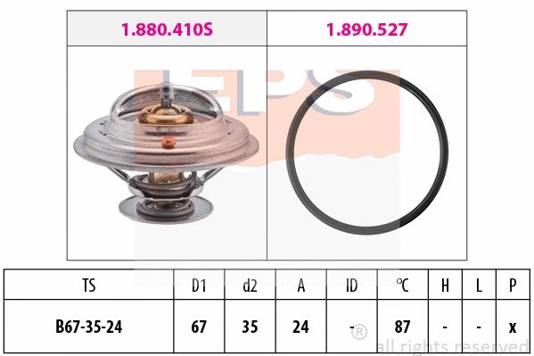 Thermostat, coolant (EPS-1880 410)