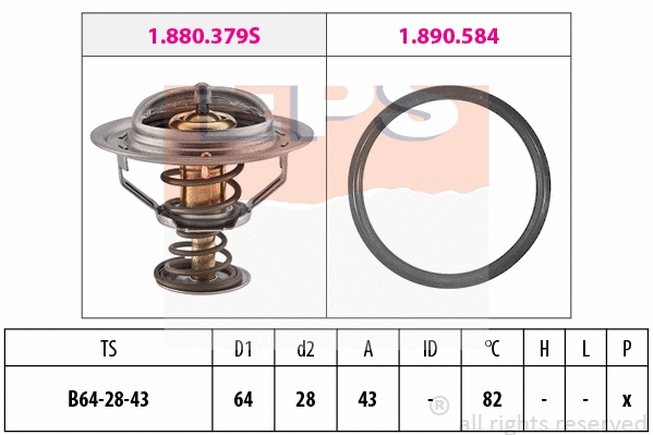 Thermostat, coolant (EPS-1880 649)