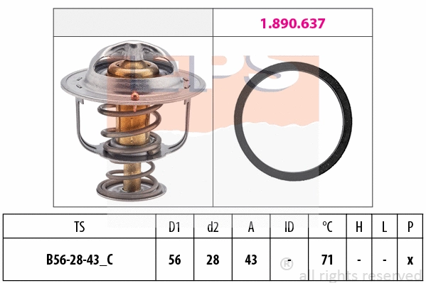 Thermostat, coolant (EPS-1880 650)