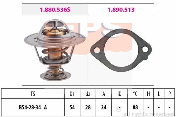 Thermostat, coolant (EPS-1880 869)