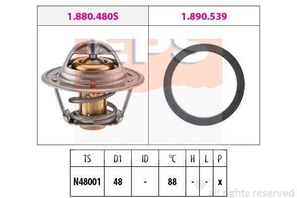 Thermostat, coolant (EPS-1880 480)