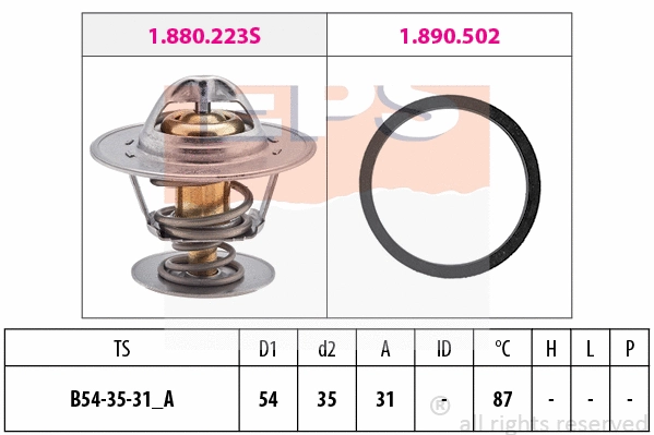 Thermostat, coolant (EPS-1880 278)