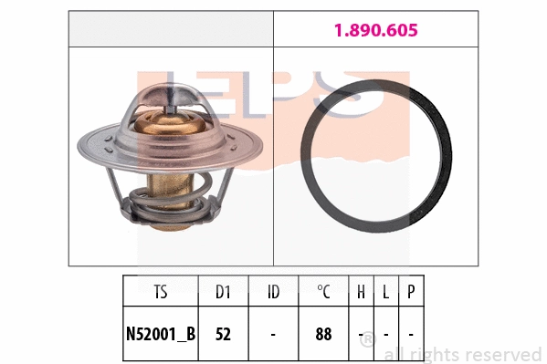 Thermostat, coolant (EPS-1880 312)