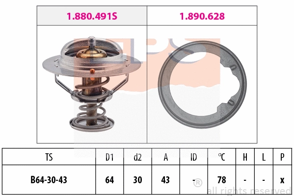 Thermostat, coolant (EPS-1880 496)