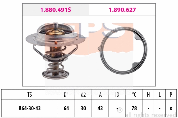 Thermostat, coolant (EPS-1880 491)