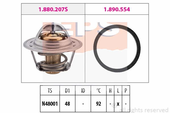 Thermostat, coolant (EPS-1880 207)