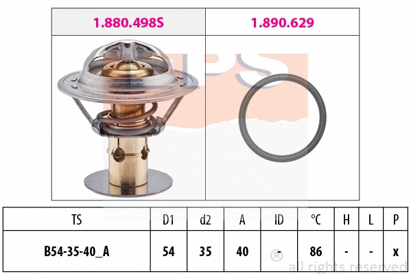 Thermostat, coolant (EPS-1880 498)