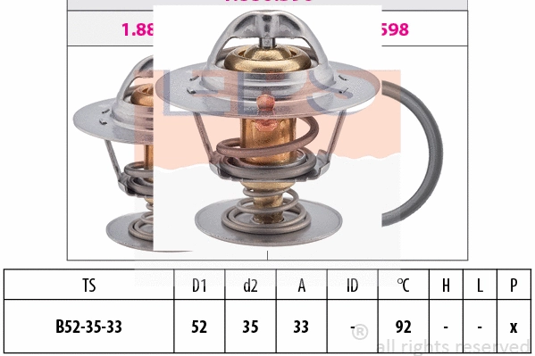 Thermostat, coolant (EPS-1880 396S)
