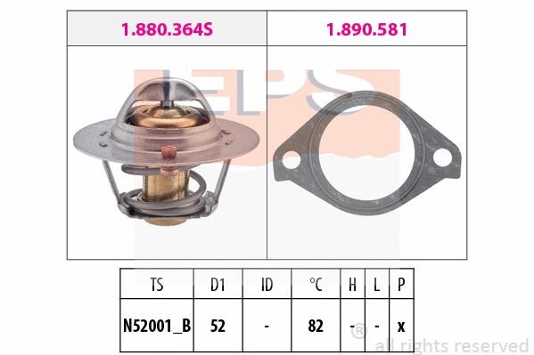 Thermostat, coolant (EPS-1880 364)