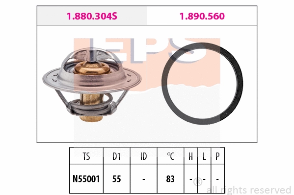 Thermostat, coolant (EPS-1880 304)