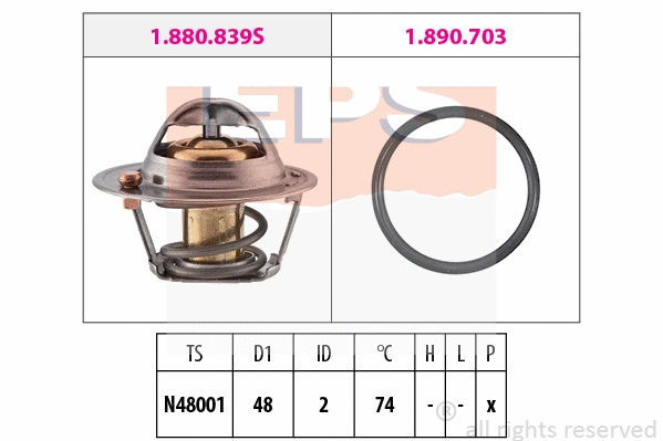 Thermostat, coolant (EPS-1880 840)