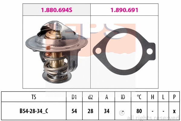 Thermostat, coolant (EPS-1880 694)