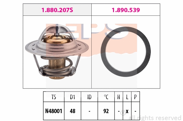 Thermostat, coolant (EPS-1880 295)