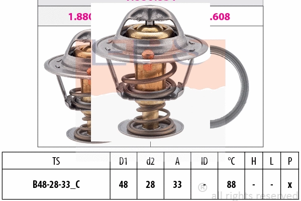 Thermostat, coolant (EPS-1880 831S)