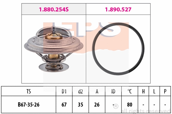 Thermostat, coolant (EPS-1880 254)