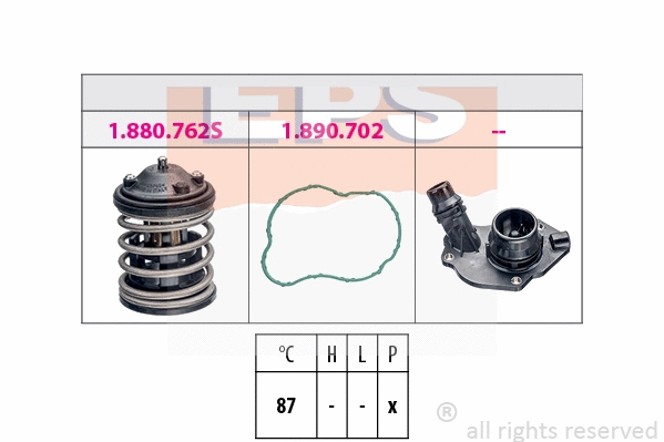 Thermostat, coolant (EPS-1880 827K)