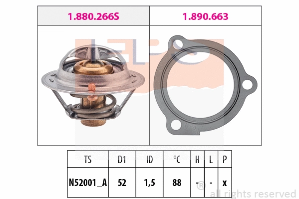 Thermostat, coolant (EPS-1880 647)