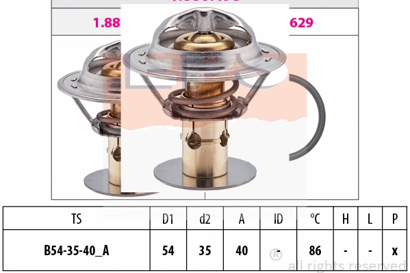 Thermostat, coolant (EPS-1880 498S)