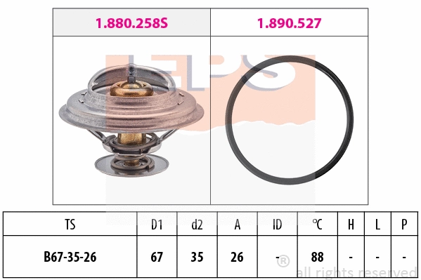 Thermostat, coolant (EPS-1880 258)
