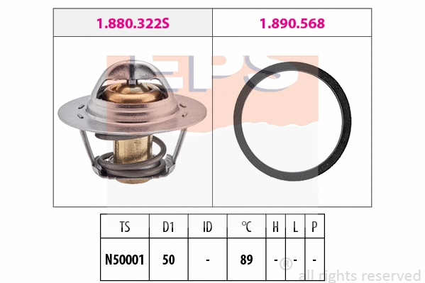 Thermostat, coolant (EPS-1880 322)
