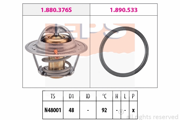 Thermostat, coolant (EPS-1880 376)