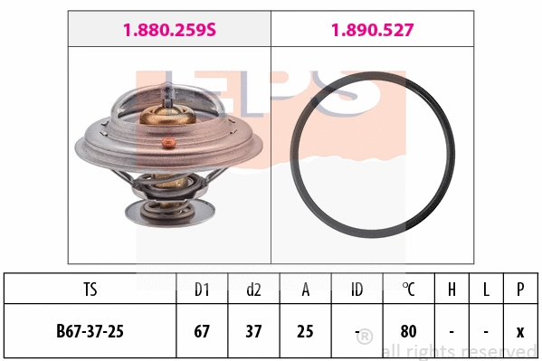 Thermostat, coolant (EPS-1880 259)