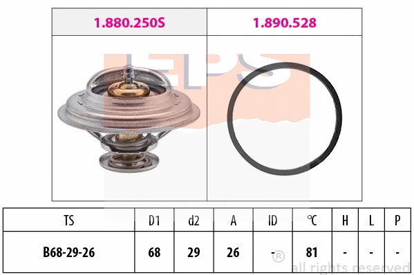 Thermostat, coolant (EPS-1880 250)