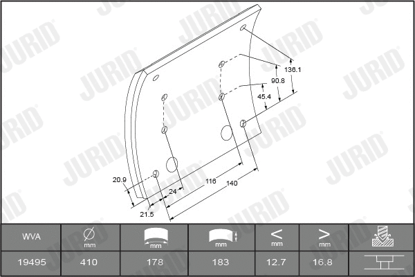 Brake Lining Kit, drum brake (1949515050)