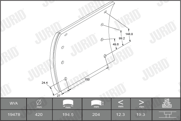 Brake Lining Kit, drum brake