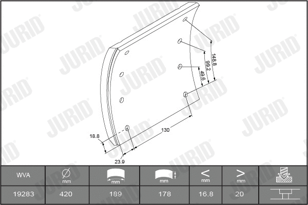 Brake Lining Kit, drum brake (1928394040)
