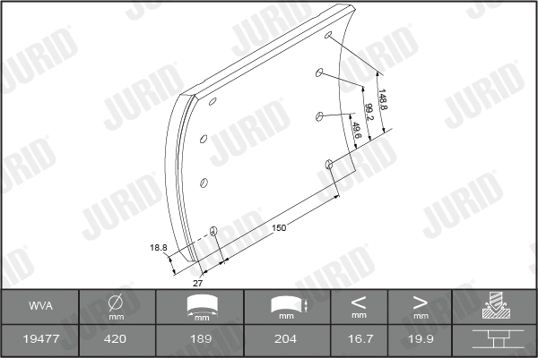 Brake Lining Kit, drum brake (1947701070)