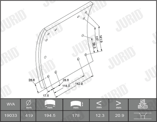 Brake Lining Kit, drum brake (1903011230)