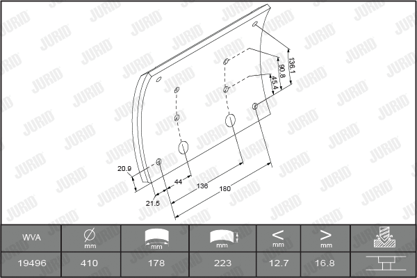 Brake Lining Kit, drum brake (1949601070)