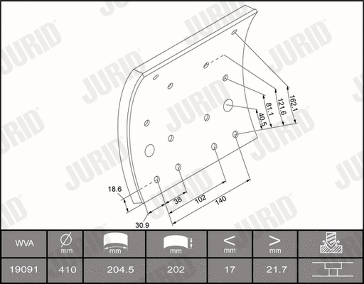 Brake Lining Kit, drum brake (1909101230)