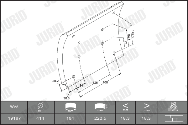 Brake Lining Kit, drum brake (1918701070)