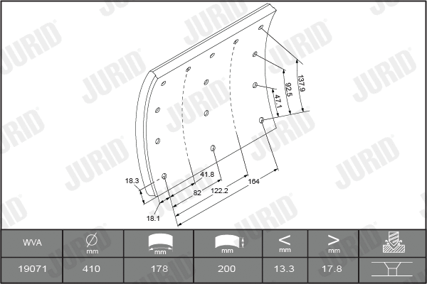 Brake Lining Kit, drum brake (1907101070)