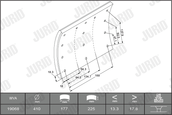 Brake Lining Kit, drum brake (1906801070)