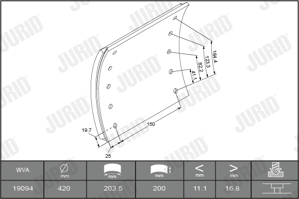 Brake Lining Kit, drum brake (1909401070)