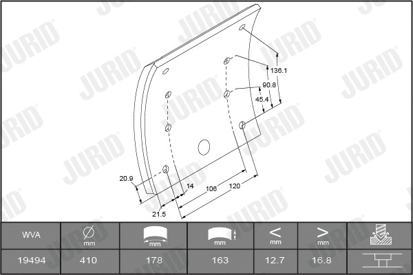 Brake Lining Kit, drum brake (1949415380)