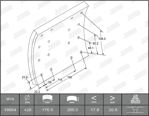 Brake Lining Kit, drum brake (1906301070)