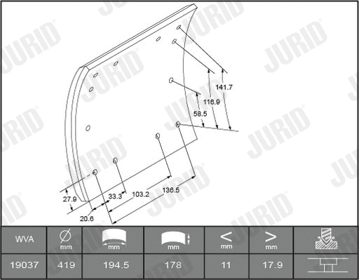 Brake Lining Kit, drum brake (1903601073)