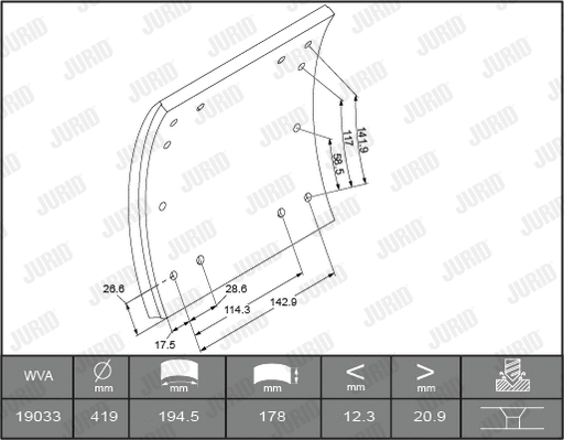 Brake Lining Kit, drum brake (1903001230)