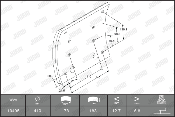 Brake Lining Kit, drum brake (1949505380)